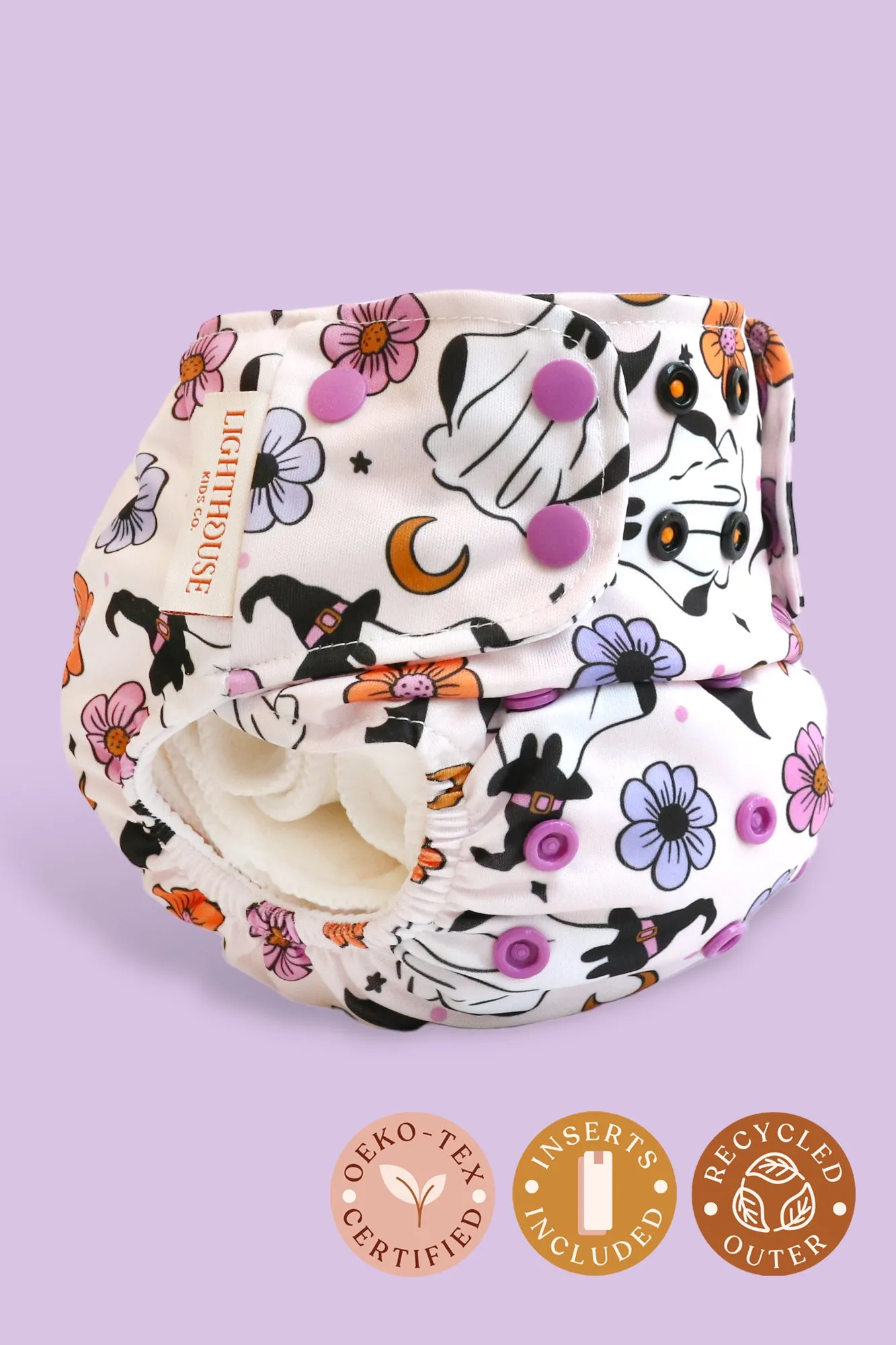 𝐒𝐀𝐋𝐄! 𝟓𝟎% 𝐎𝐅𝐅!  Lighthouse Kids Co. All-In-One Halloween Cloth Diaper - Spookies