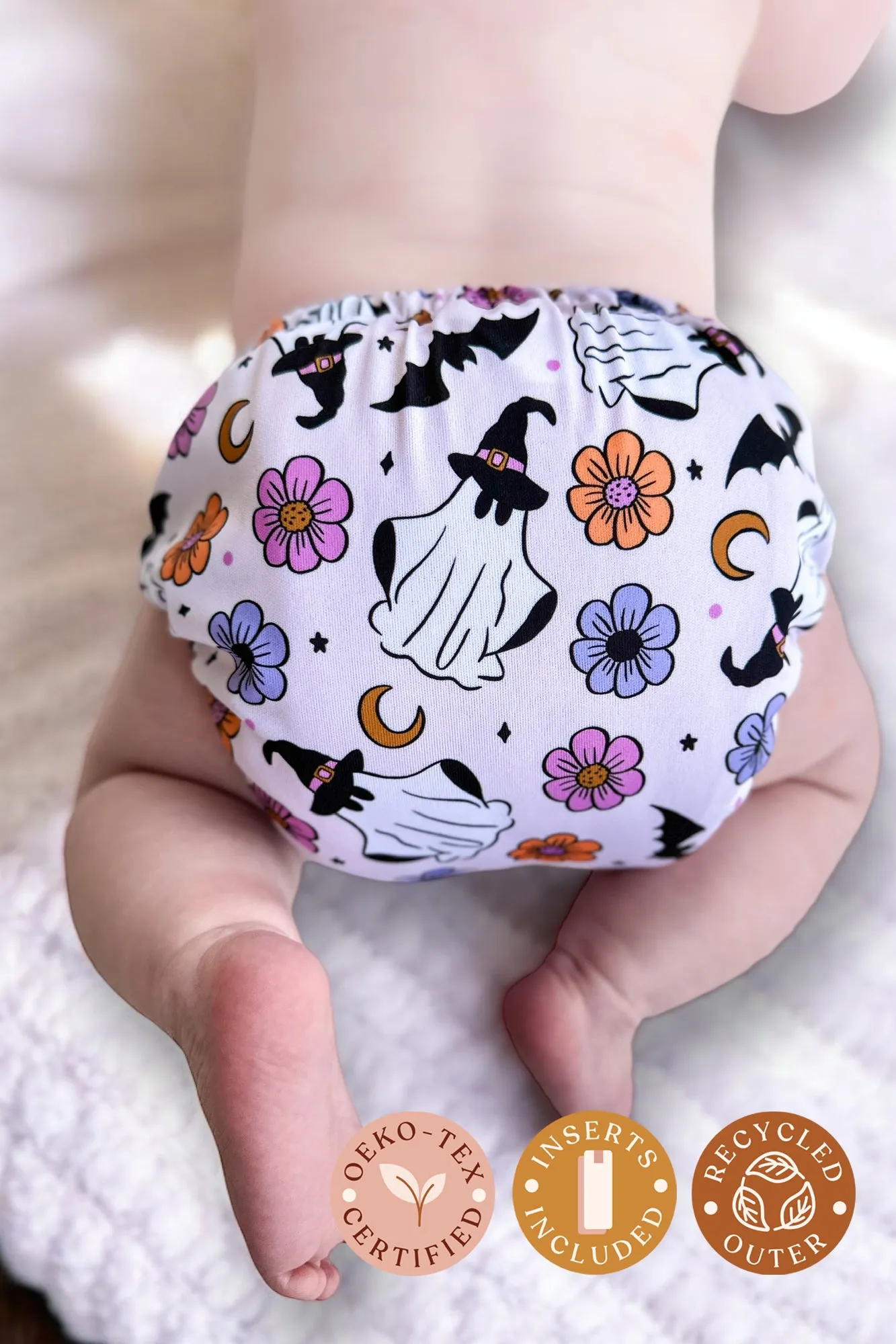 𝐒𝐀𝐋𝐄! 𝟓𝟎% 𝐎𝐅𝐅!  Lighthouse Kids Co. All-In-One Halloween Cloth Diaper - Spookies
