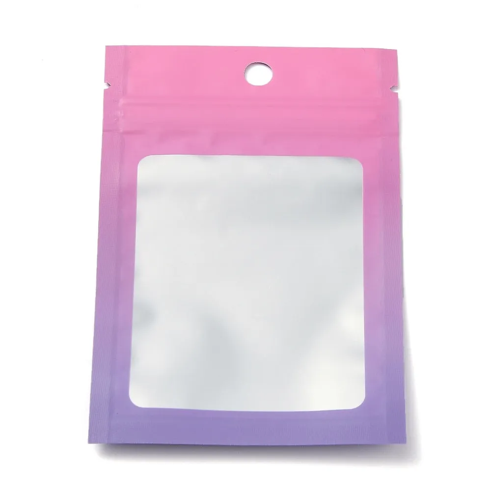 1 Bag Plastic Zip Lock Bag, Storage Bags, Self Seal Bag, Top Seal, with Window and Hang Hole, Rectangle, Orchid, 12x8x0.25cm, Unilateral Thickness: 3.1 Mil(0.08mm), 95~100pcs/bag