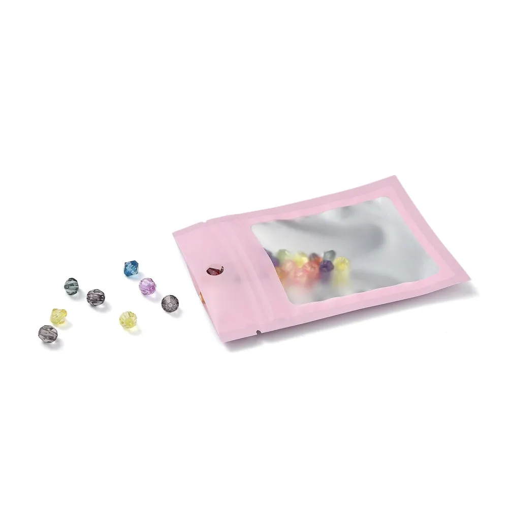 1 Bag Plastic Zip Lock Bag, Storage Bags, Self Seal Bag, Top Seal, with Window and Hang Hole, Rectangle, Pink, 12x8x0.25cm, Unilateral Thickness: 3.1 Mil(0.08mm), 95~100pcs/bag