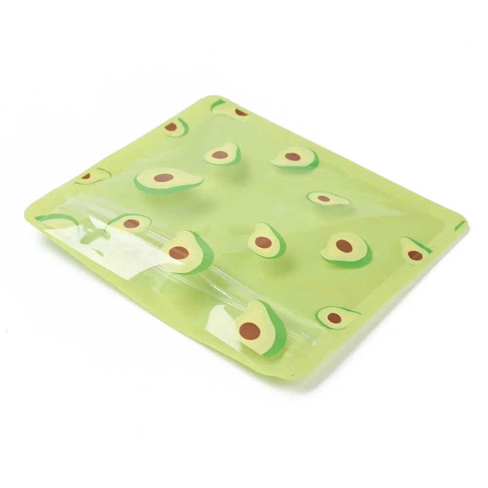 1 Bag Plastic Zip Lock Bag, Storage Bags, Self Seal Bag, with Top Seal, Cartoon, Green, Fruit Pattern, 10x10.8x0.15cm, Unilateral Thickness: 2.7 Mil(0.07mm), 100pcs/bag