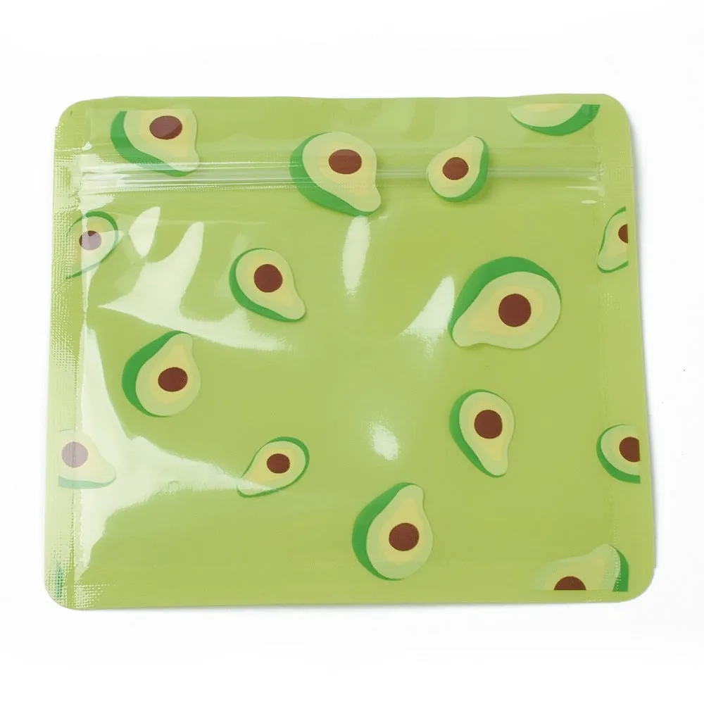 1 Bag Plastic Zip Lock Bag, Storage Bags, Self Seal Bag, with Top Seal, Cartoon, Green, Fruit Pattern, 10x10.8x0.15cm, Unilateral Thickness: 2.7 Mil(0.07mm), 100pcs/bag