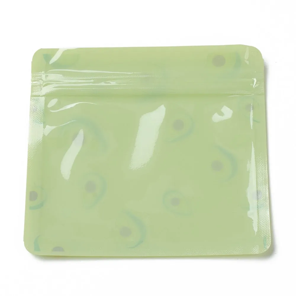 1 Bag Plastic Zip Lock Bag, Storage Bags, Self Seal Bag, with Top Seal, Cartoon, Green, Fruit Pattern, 10x10.8x0.15cm, Unilateral Thickness: 2.7 Mil(0.07mm), 100pcs/bag