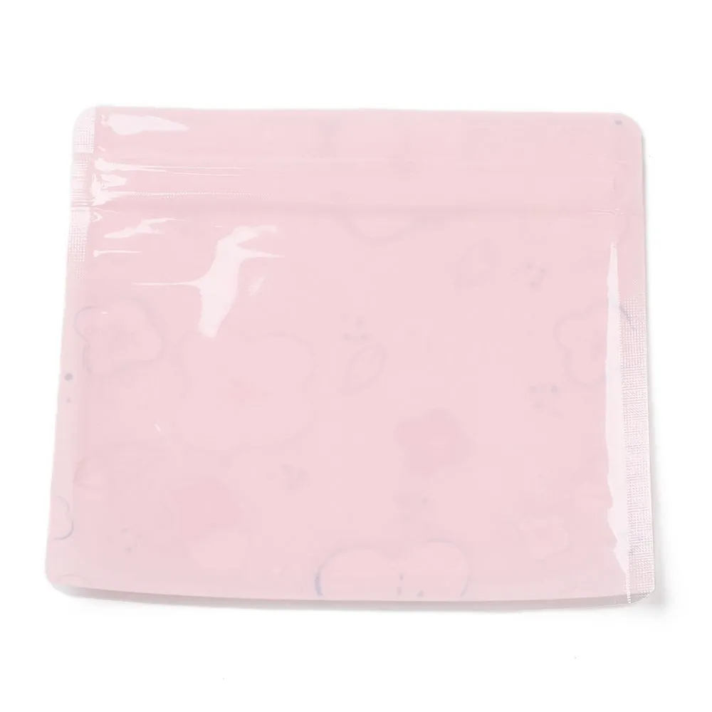 1 Bag Plastic Zip Lock Bag, Storage Bags, Self Seal Bag, with Top Seal, Cartoon, Pink, Flower Pattern, 10x10.8x0.15cm, Unilateral Thickness: 2.7 Mil(0.07mm), 100pcs/bag