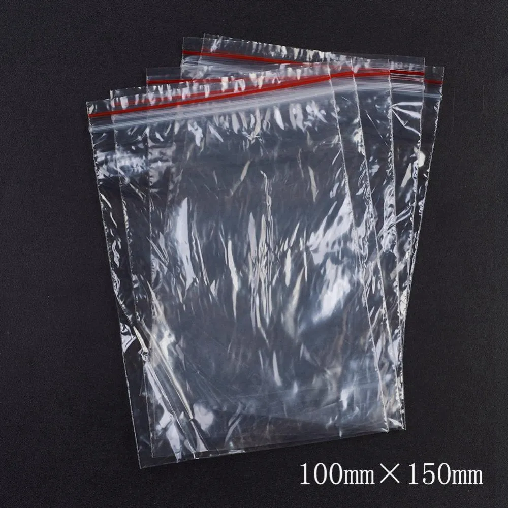 1 Bag Plastic Zip Lock Bags, Resealable Packaging Bags, Top Seal, Self Seal Bag, Rectangle, Red, 15x10cm, Unilateral Thickness: 1.1 Mil(0.028mm)