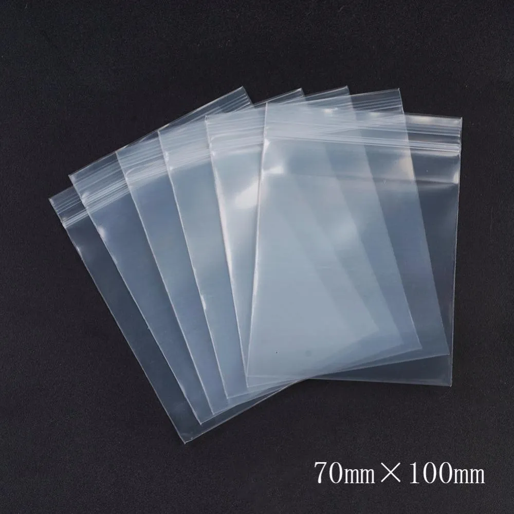 1 Bag Plastic Zip Lock Bags, Resealable Packaging Bags, Top Seal, Self Seal Bag, Rectangle, White, 10x7cm, Unilateral Thickness: 3.9 Mil(0.1mm), 100pcs/bag