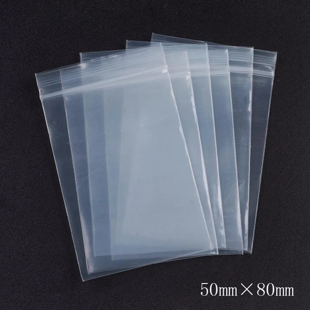 1 Bag Plastic Zip Lock Bags, Resealable Packaging Bags, Top Seal, Self Seal Bag, Rectangle, White, 8x5cm, Unilateral Thickness: 3.9 Mil(0.1mm), 100pcs/bag