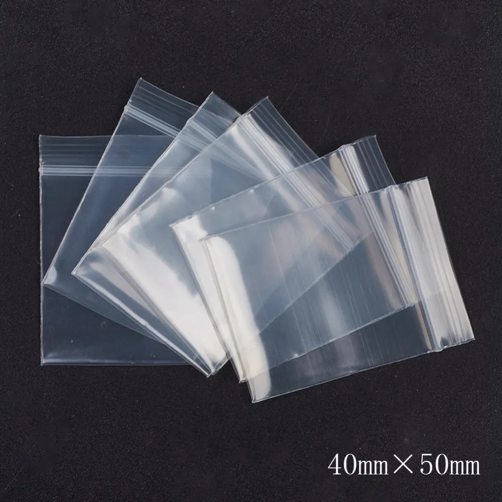 1 Bag Plastic Zip Lock Bags, Resealable Small Jewelry Storage Bags Self Seal Bags, Top Seal, Rectangle, White, 5x4cm, Unilateral Thickness: 3.9 Mil(0.1mm), 100pcs/bag