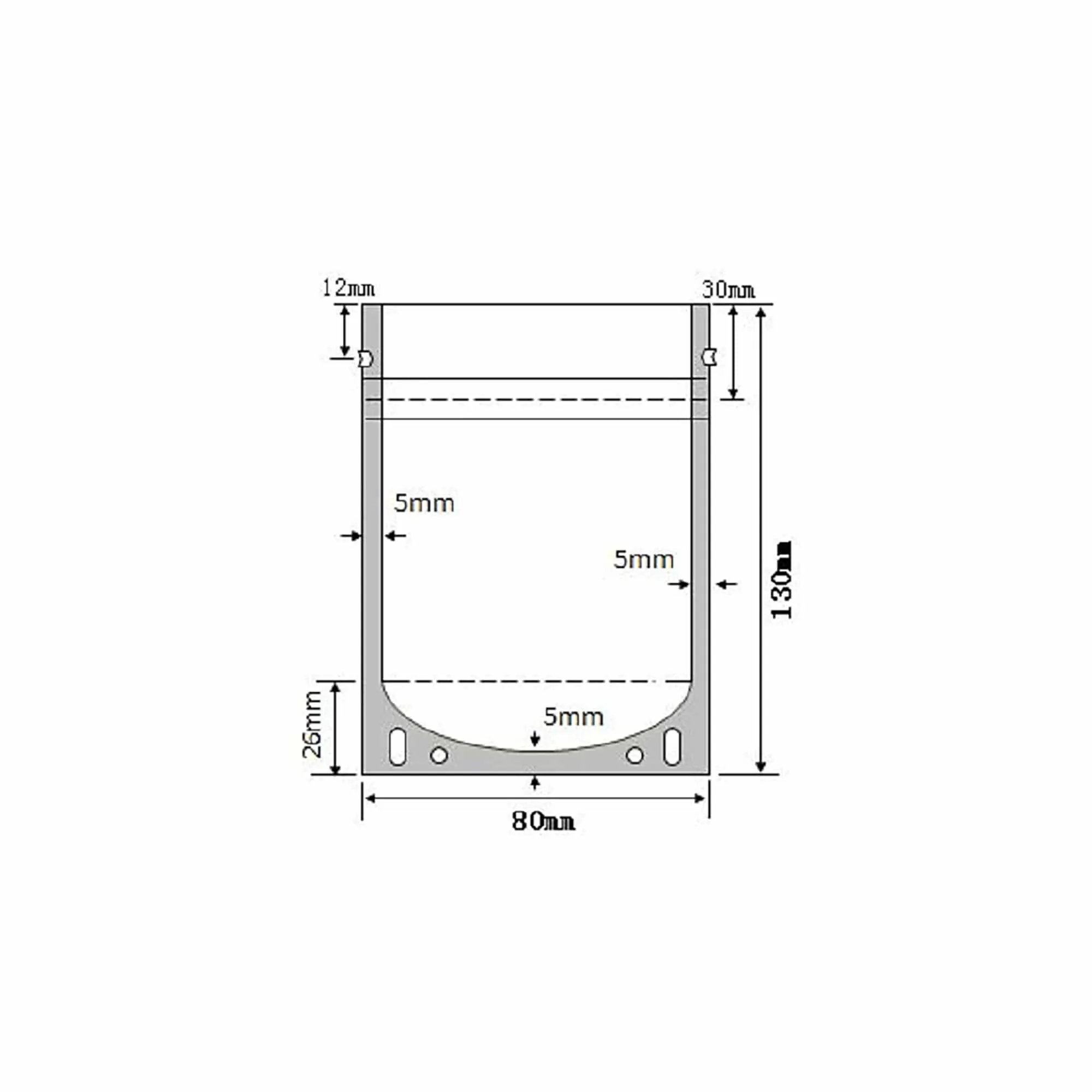 1 oz Stand Up Pouch (One Side Clear) - 5.0 Mil (5.12" x 3.15" x 1.97")