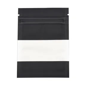 100 pc Color Printing Aluminum Foil Open Top Zip Lock Bags, Food Storage Bags, Sealable Pouches, for Storage Packaging with Tear Notches, Rectangle, Black, 9.9x7.1x0.15cm, Inner Measure: 6cm, Window: 7x3cm