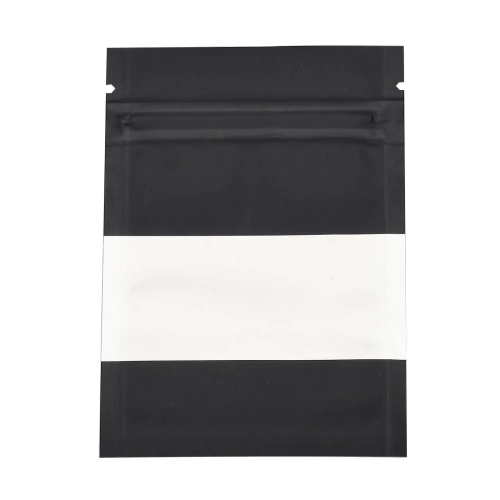 100 pc Color Printing Aluminum Foil Open Top Zip Lock Bags, Food Storage Bags, Sealable Pouches, for Storage Packaging with Tear Notches, Rectangle, Black, 9.9x7.1x0.15cm, Inner Measure: 6cm, Window: 7x3cm