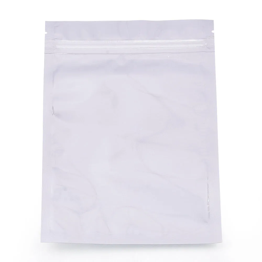 100 pc PET & PE Zip Lock Bags, Resealable Aluminum Foil Food Storage Bags, Rectangle, Silver, 12.6x7cm, Inner Measure: 9.4x5.8cm