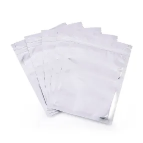 100 pc PET & PE Zip Lock Bags, Resealable Aluminum Foil Food Storage Bags, Rectangle, Silver, 12.6x7cm, Inner Measure: 9.4x5.8cm