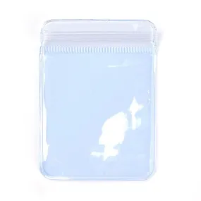 100 pc Rectangle PVC Zip Lock Bags, Resealable Packaging Bags, Self Seal Bag, Light Blue, 10x7cm, Unilateral Thickness: 4.5 Mil(0.115mm)