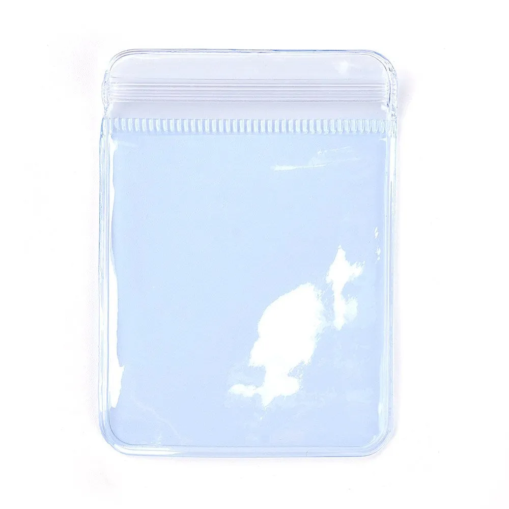100 pc Rectangle PVC Zip Lock Bags, Resealable Packaging Bags, Self Seal Bag, Light Blue, 10x7cm, Unilateral Thickness: 4.5 Mil(0.115mm)