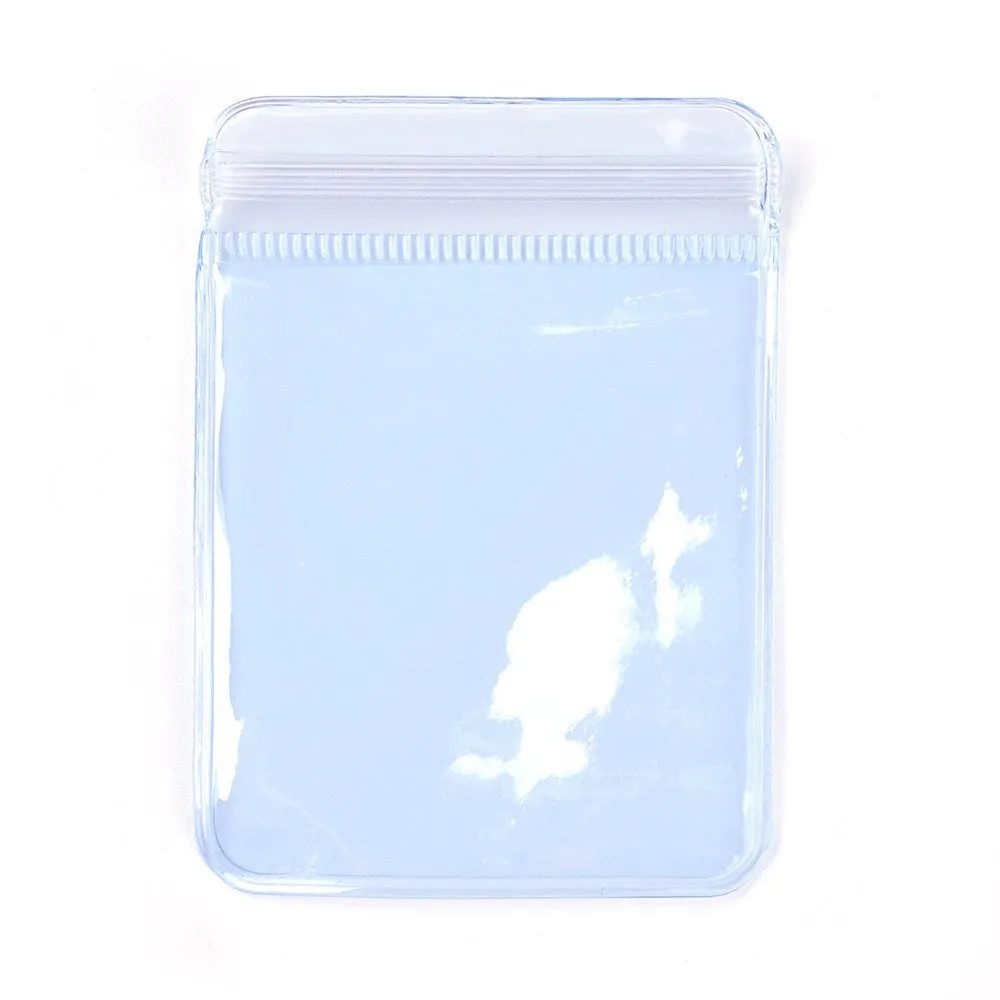 100 pc Rectangle PVC Zip Lock Bags, Resealable Packaging Bags, Self Seal Bag, Light Blue, 7x5cm, Unilateral Thickness: 4.5 Mil(0.115mm)