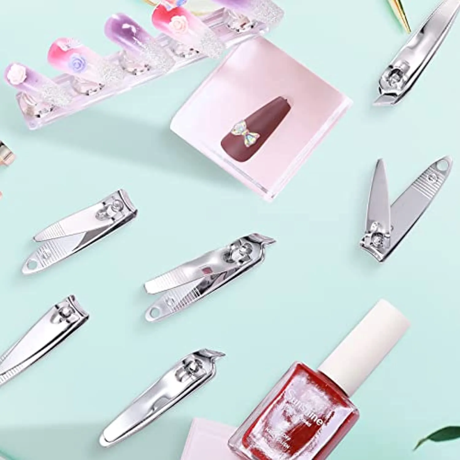 28 Pcs Nail Clippers Stainless Steel Fingernail and Toenail Clipper Slanted Pointed Nail Cutter Straight Edge Nail Clipper Pointed Sturdy Trimmer Set for Men and Women, 2 Designs