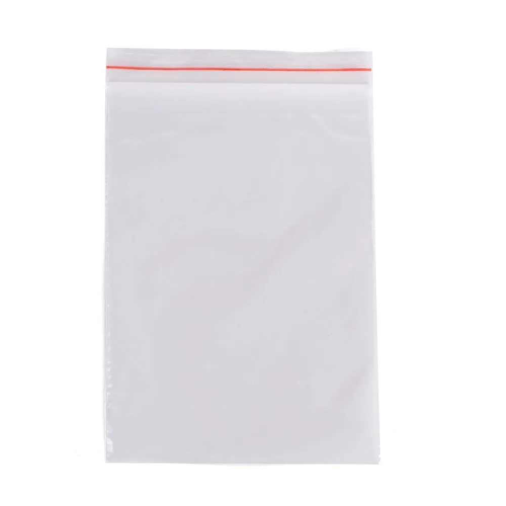500 pc Plastic Zip Lock Bags, Resealable Packaging Bags, Top Seal, Self Seal Bag, Rectangle, Clear, 12x8cm, Unilateral Thickness: 2 Mil(0.05mm)