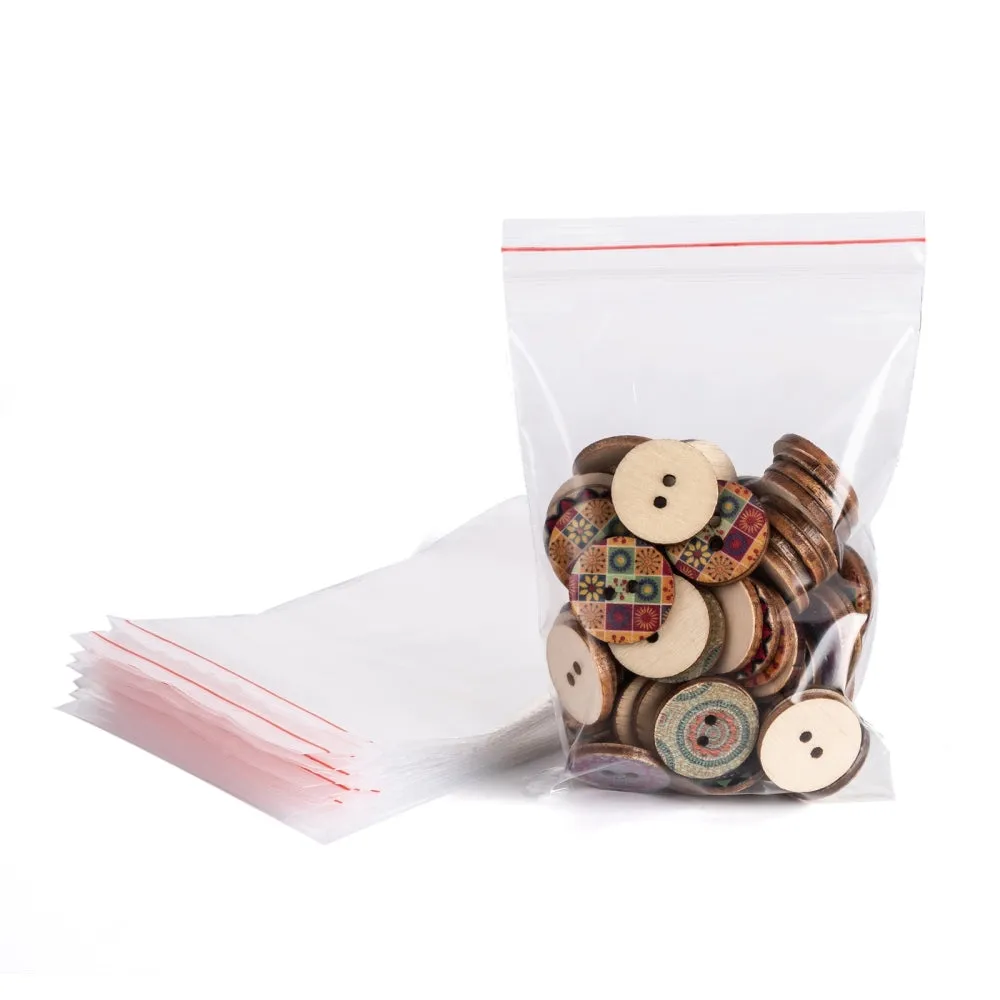 500 pc Plastic Zip Lock Bags, Resealable Packaging Bags, Top Seal, Self Seal Bag, Rectangle, Clear, 12x8cm, Unilateral Thickness: 2 Mil(0.05mm)