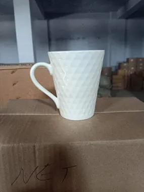Anwaliya Fauna Series Bone China Coffee Mugs - 2 Pieces, White Self Net, 250 ML