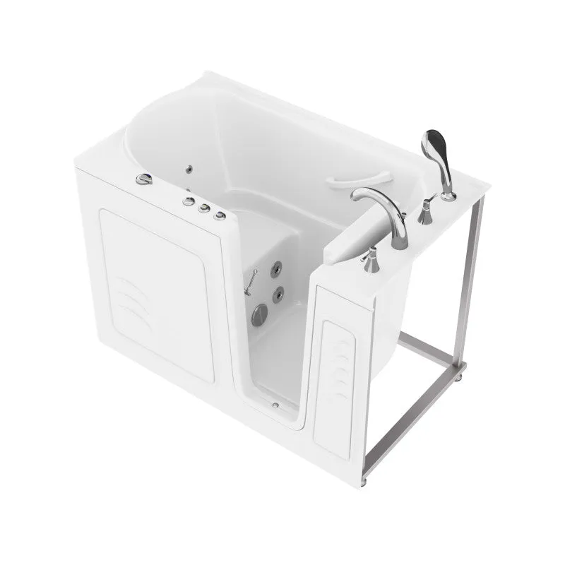 ANZZI 30 in. x 53 in. Right Drain Quick Fill Walk-In Whirlpool Tub with Powered Fast Drain in White
