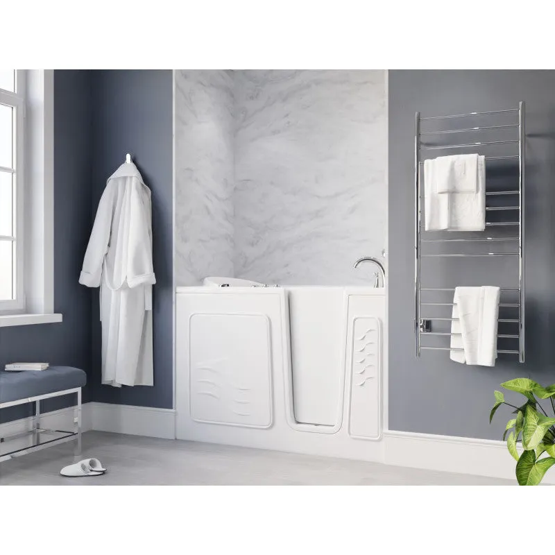 ANZZI 30 in. x 53 in. Right Drain Quick Fill Walk-In Whirlpool Tub with Powered Fast Drain in White