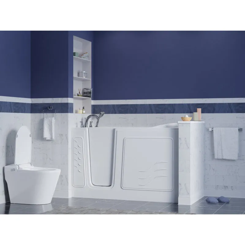 ANZZI 30 in. x 60 in. Left Drain Quick Fill Walk-In Soaking Tub in White