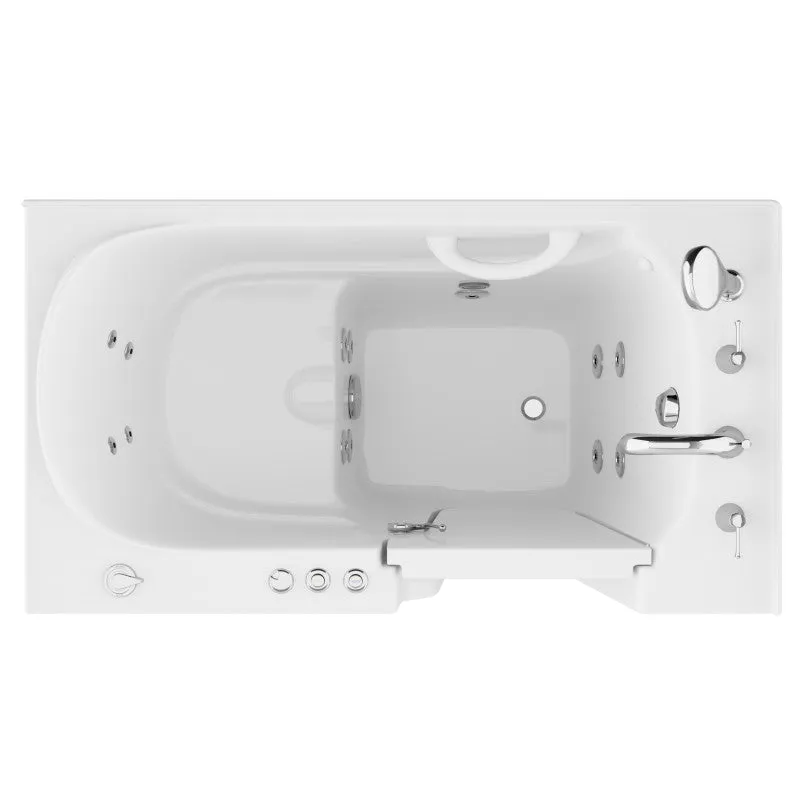 ANZZI Coupe Series 29 in. x 52 in. Right Drain Quick Fill Walk-In Whirlpool Tub with Powered Fast Drain in White