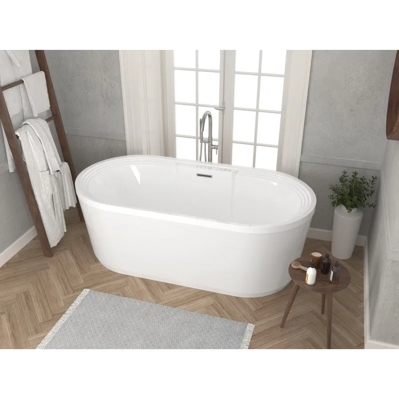 ANZZI Jetson Series 67" Air Jetted Freestanding Acrylic Bathtub in White