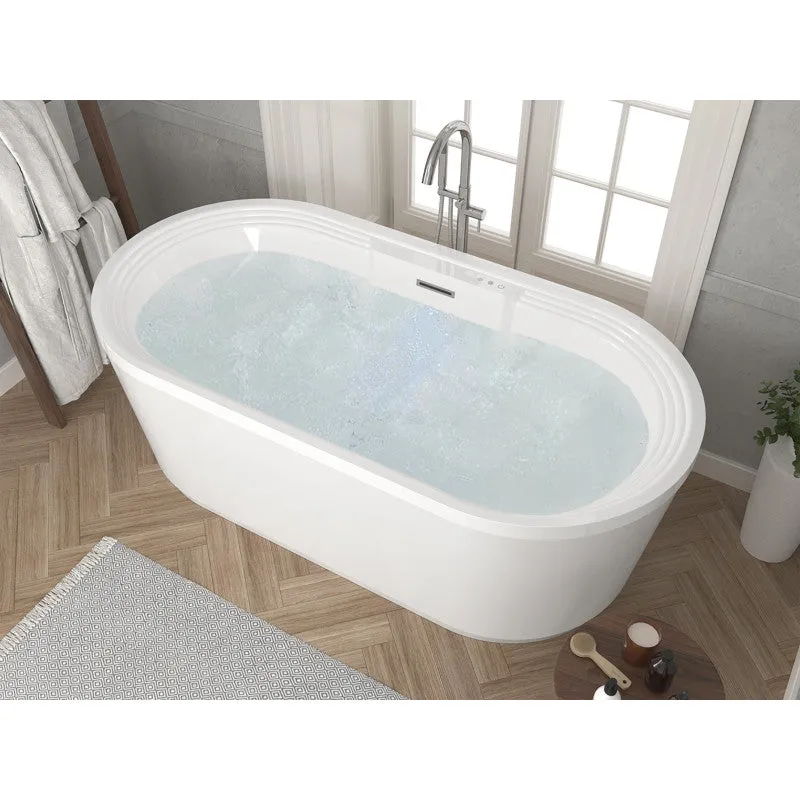ANZZI Jetson Series 67" Air Jetted Freestanding Acrylic Bathtub in White