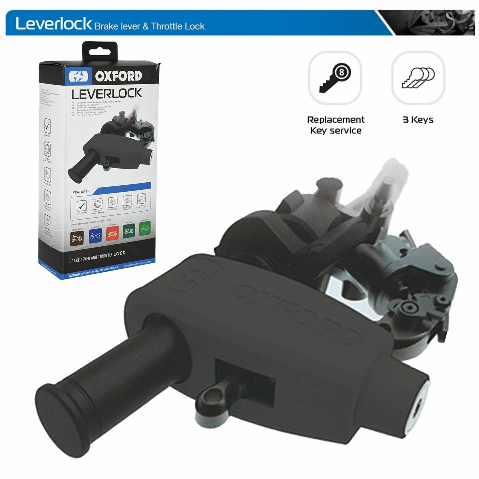 Aprilia Pegaso Oxford Leverlock Brake Lever Throttle Handlebar Motorcycle Motorbike Grip Lock Black LK300