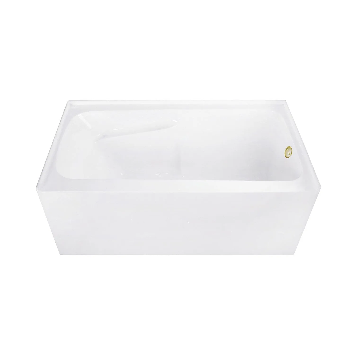 Aqua Eden 54-Inch Acrylic Rectangular 3-Wall Alcove Tub with Armrests, Right Hand Drain