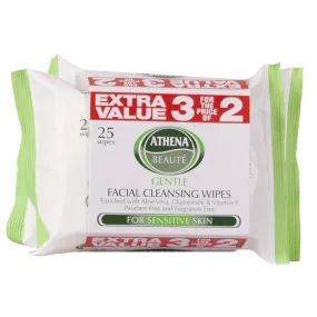 Athena Gentle Facial Cleaning Wipes For Sensitive Skin (3 Pack)