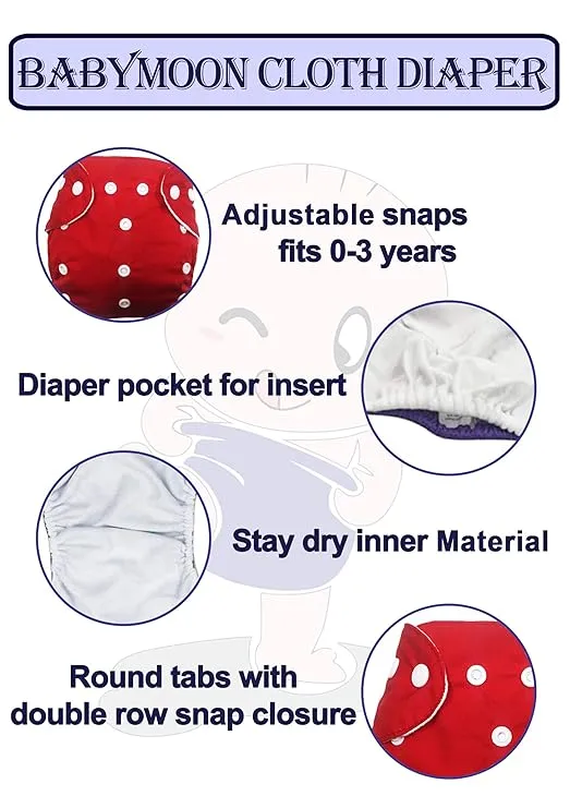 Babymoon 1 Cloth Diaper with 2 5Layers Grey Insert Premium Adjustable Reusable Cloth Diaper (Yellow Multibox)