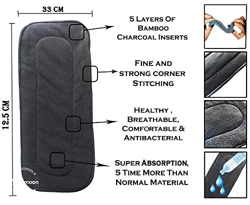 Babymoon 1 Cloth Diaper with 5Layers Grey Insert Premium Adjustable Reusable Cloth Diaper (I Love Daddy)