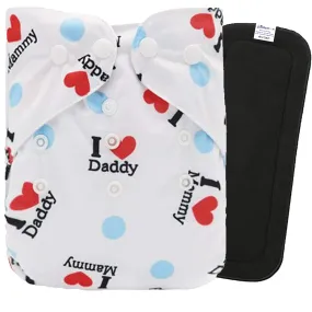 Babymoon 1 Cloth Diaper with 5Layers Grey Insert Premium Adjustable Reusable Cloth Diaper (I Love Daddy)