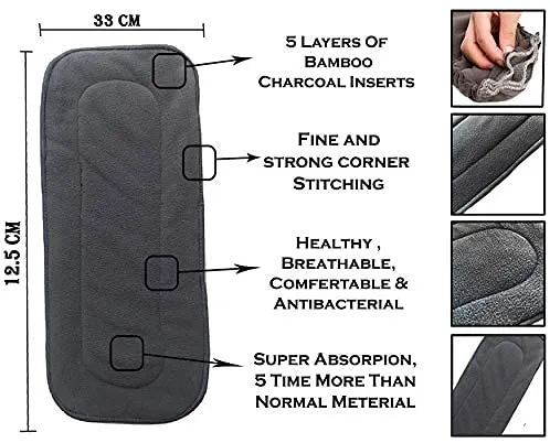Babymoon 1 Cloth Diaper with 5Layers Grey Insert Premium Adjustable Reusable Cloth Diaper (Zigzag)