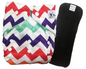 Babymoon 1 Cloth Diaper with 5Layers Grey Insert Premium Adjustable Reusable Cloth Diaper (Zigzag)