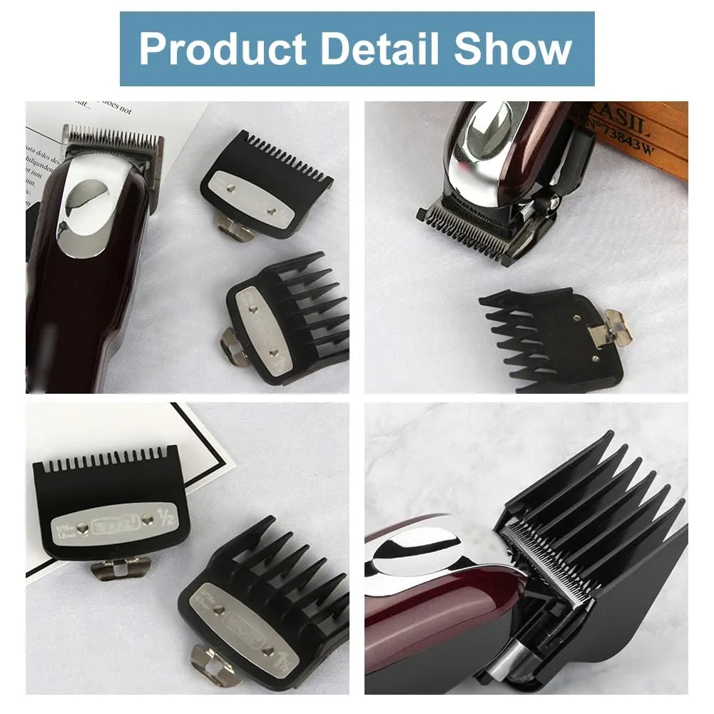 Beard trimmer attachment comb set kit, slide-on combs for clippers, comb attachments set, trimmer attachments attachment comb, for choice of beard trimmer, facial hair trimmer, hairdressing salons, 2 pieces, black