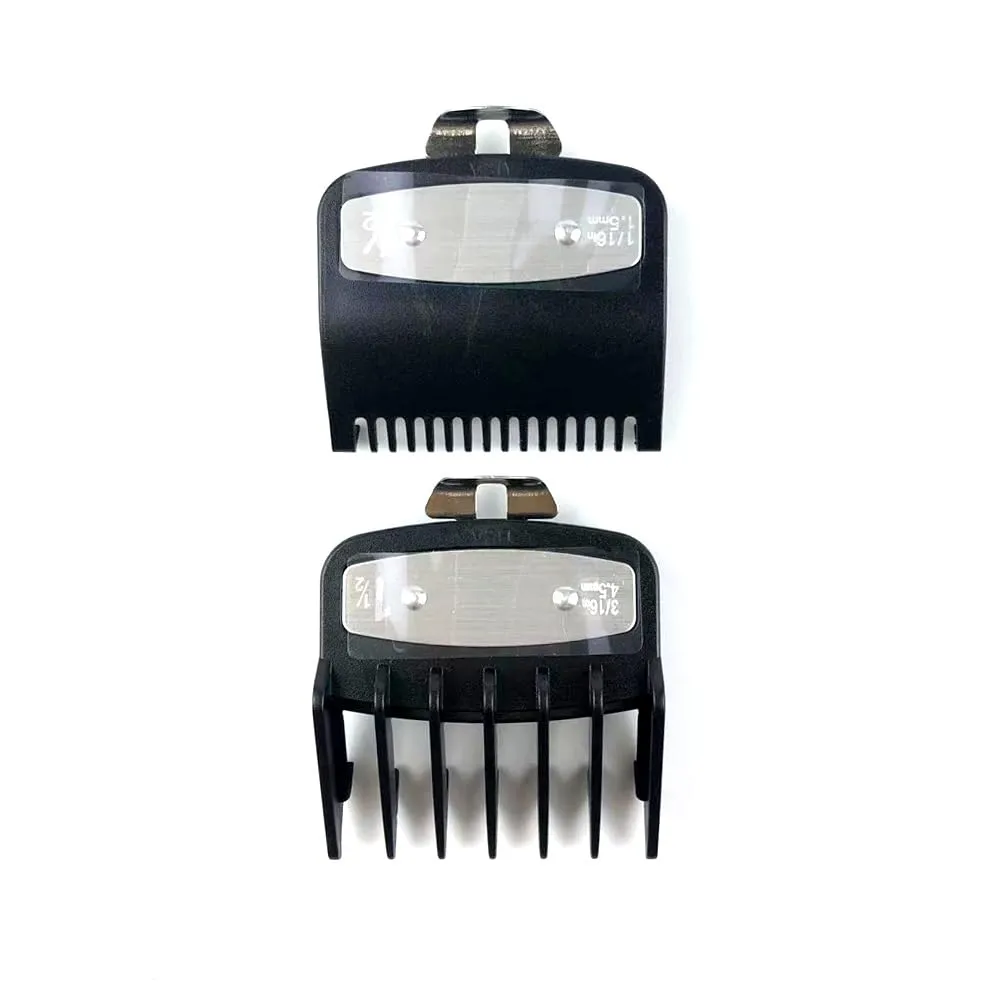 Beard trimmer attachment comb set kit, slide-on combs for clippers, comb attachments set, trimmer attachments attachment comb, for choice of beard trimmer, facial hair trimmer, hairdressing salons, 2 pieces, black