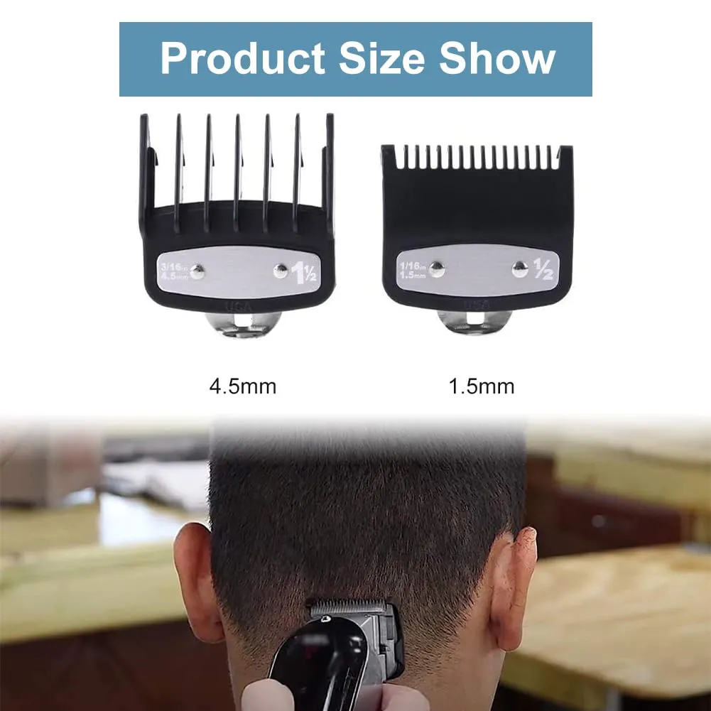 Beard trimmer attachment comb set kit, slide-on combs for clippers, comb attachments set, trimmer attachments attachment comb, for choice of beard trimmer, facial hair trimmer, hairdressing salons, 2 pieces, black