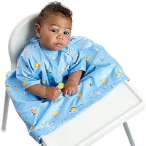 Bibado Short-Sleeve Coverall Weaning Bib Ducklings Pool Party Blue