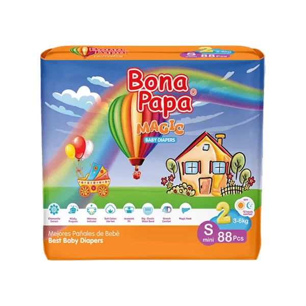 BONA PAPA MAGIC BABY DIAPERS S MINI (3-6 KG) 88PCS