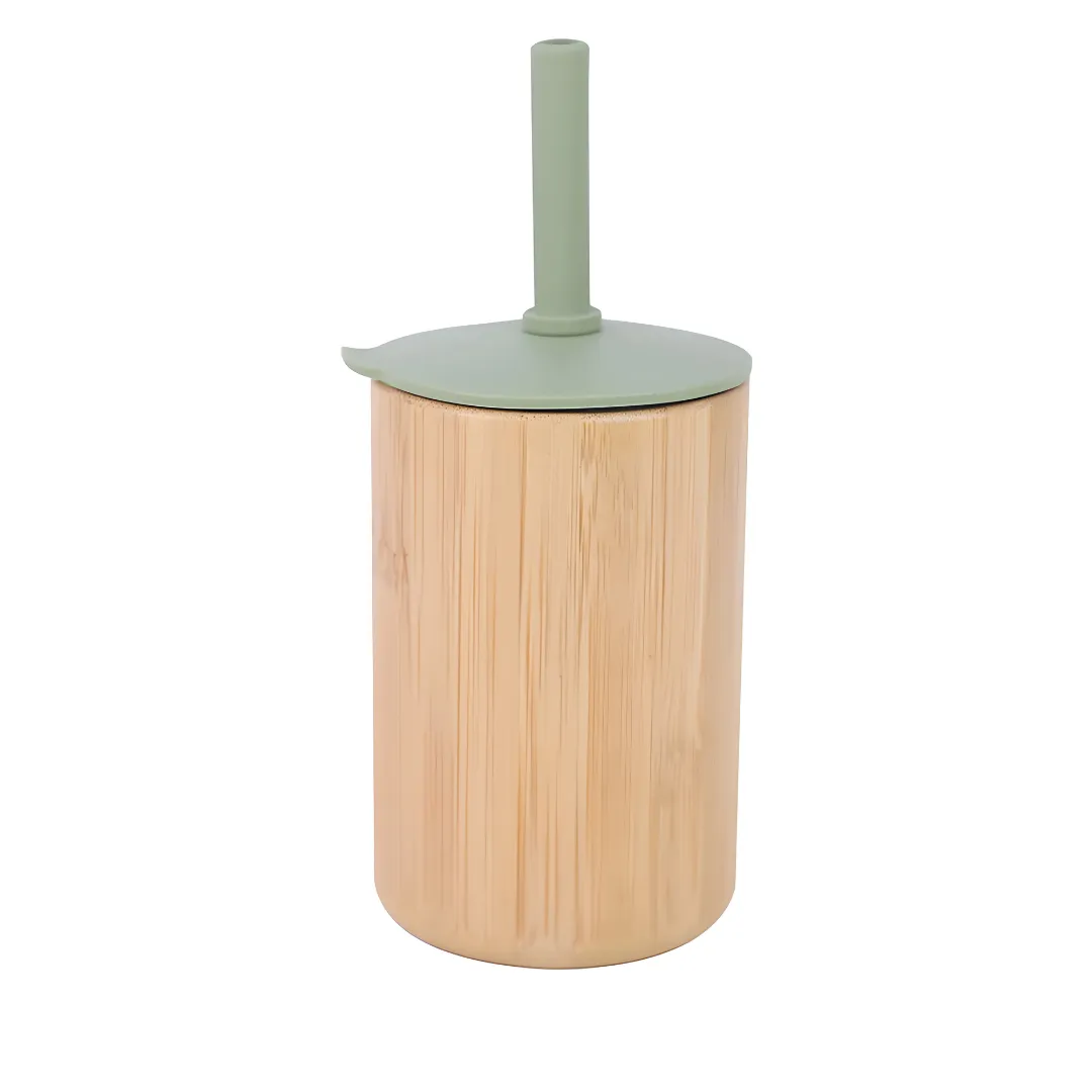 BPA-Free Bamboo Sippy Cup with Silicone Straw 150ML