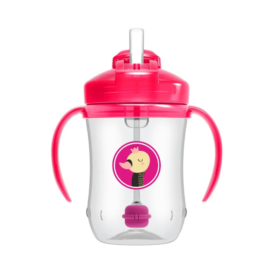 [Bundle Of 2] Dr Brown's 9 oz/270 ml Baby's First Straw Cup W/Handles - Pink (6m )
