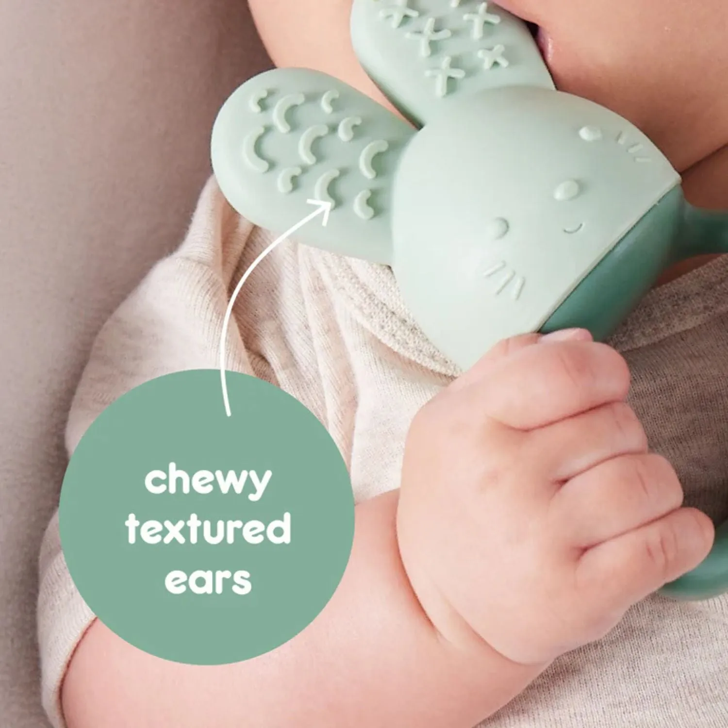 Chill   Fill Bunny Teether Sage Green