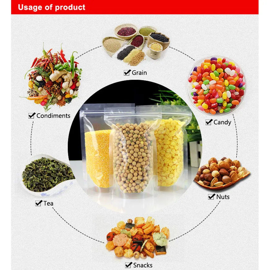 Clear Zip Lock Pouch Resealable Stand-up Bags 20x30 5cm 750g 10pack
