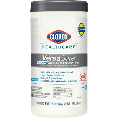 Clorox Healthcare® VersaSure™ Surface Disinfectant Cleaner Premoistened Quaternary Based Manual Pull Wipe 150 Count Canister Scented NonSterile - The Clorox Company  Mfr# 31758