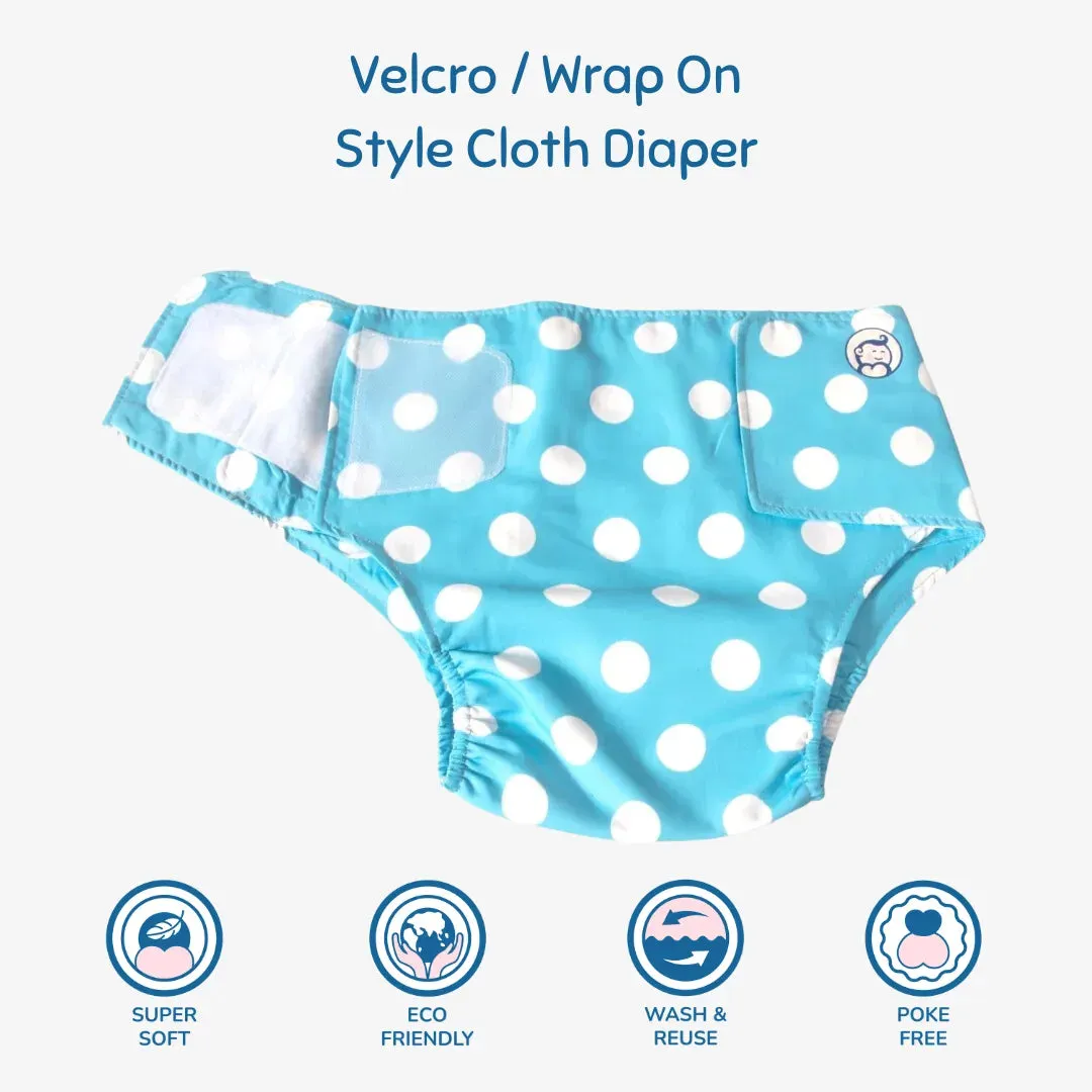 Cloth Diaper | Polka Love | Velcro Closure | Wrap On Style | With 2 Diaper Pads Free