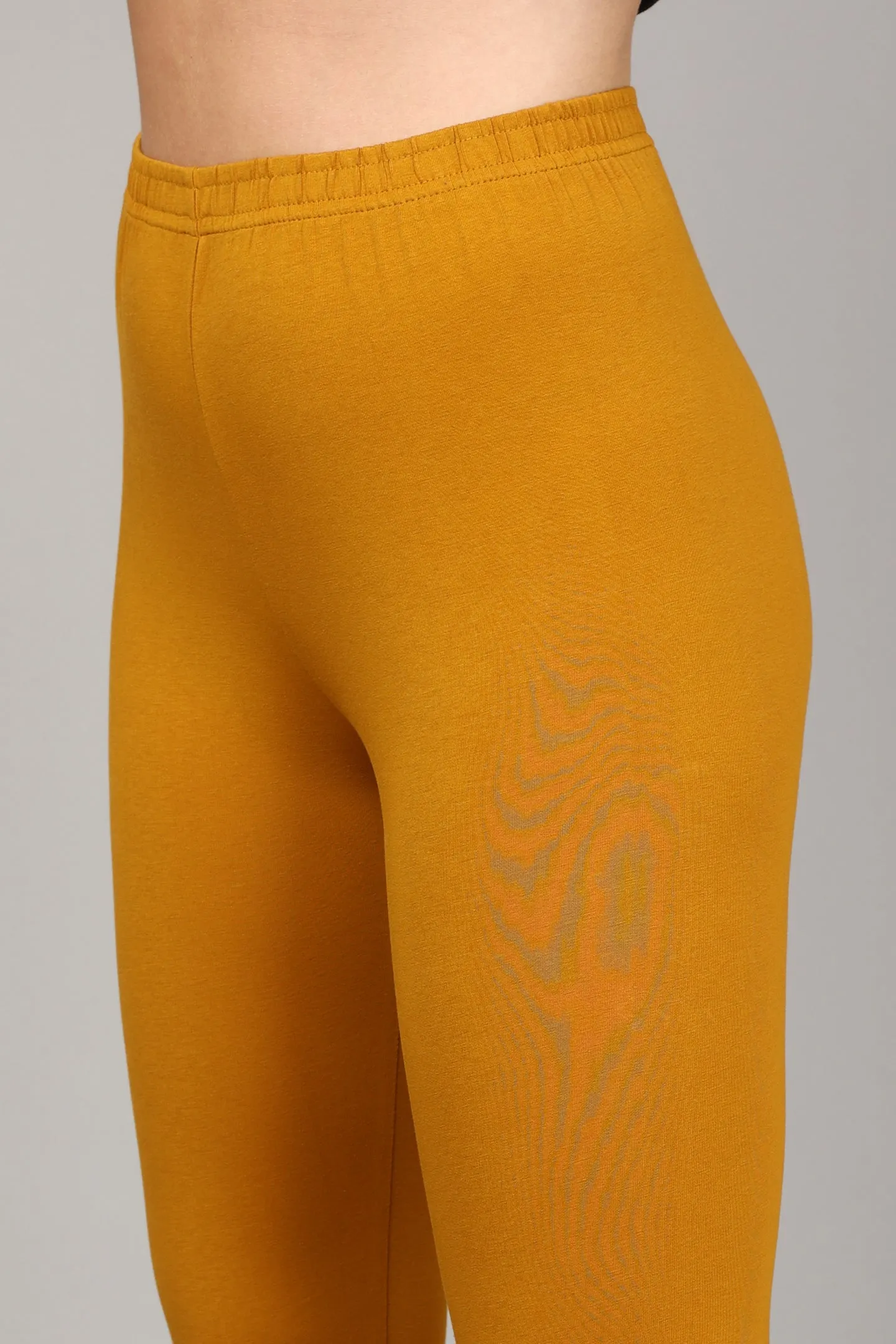 COTTON ANKLE LEGGINGS - MUSTARD